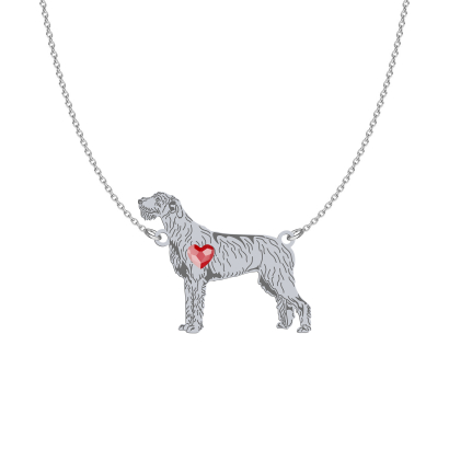 Silver Irish Wolfhound  engraved necklace with a heart - MEJK Jewellery