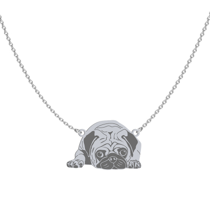 Silver Pug necklace, FREE ENGRAVING - MEJK Jewellery