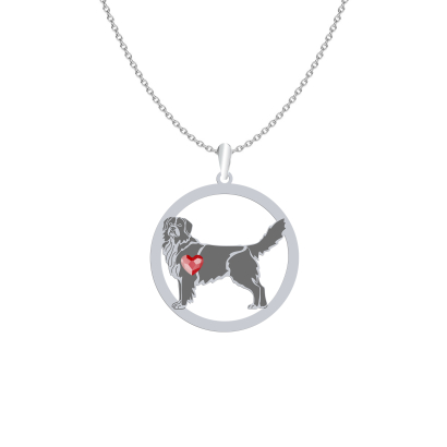 Silver Nova Scotia Duck Tolling Retriever engraved necklace with a heart - MEJK Jewellery