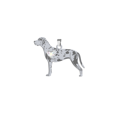 Silver Louisiana Catahoula pendant with a heart, FREE ENGRAVING - MEJK Jewellery