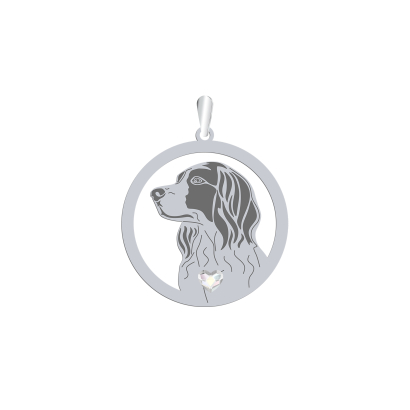 Silver Irish Red and White Setter engraved pendant with a heart - MEJK Jewellery