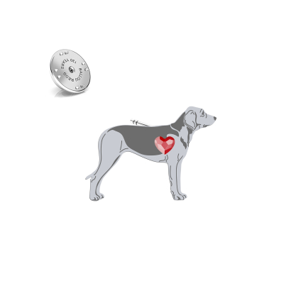 Silver Polish Hound pin with a heart - MEJK Jewellery