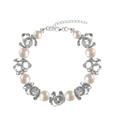 Bransoletka perły szklane srebro  biżuteria ślubna