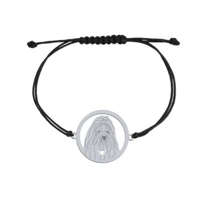 Silver Coton de Tulear string bracelet with a heart, FREE ENGRAVING - MEJK Jewellery