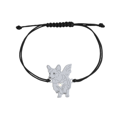 Silver Welsh Corgi Pembroke string bracelet, FREE ENGRAVING - MEJK Jewellery