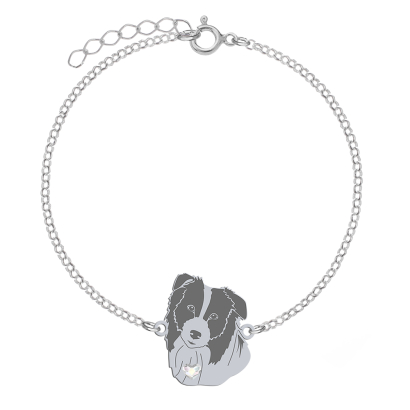 Silver Border Collie engraved bracelet - MEJK Jewellery