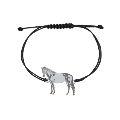 Silver Trakehner Horse string bracelet, FREE ENGRAVING - MEJK Jewellery