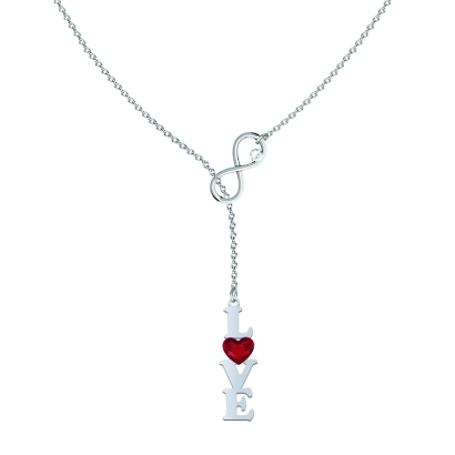 Necklace LOVE HEART INFINITY  - silver rhodium-plated or gold-plated