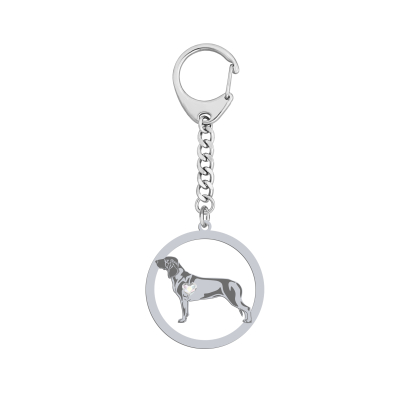 Silver Bavarian Mountain Hound keyring with a heart, FREE ENGRAVING - MEJK Jewellery