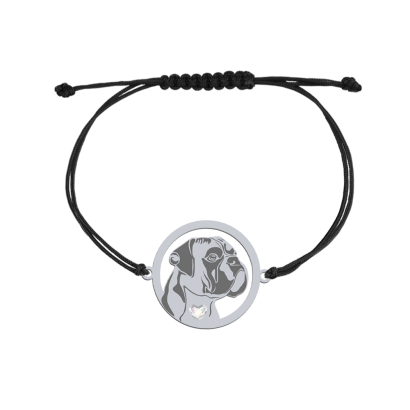 Silver German Boxer engraved string bracelet - MEJK Jewellery