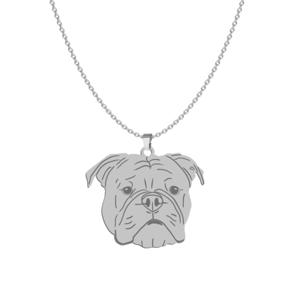 Naszyjnik z psem grawerem Bulldog Kontynentalny srebro - MEJK Jewellery