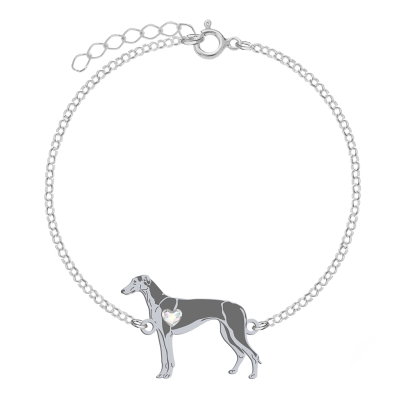 Silver Polish Greyhound bracelet with a heart, FREE ENGRAVING - MEJK Jewellery