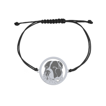 Bransoletka Owczarek Środkowoazjatycki srebro sznurek GRAWER GRATIS - MEJK Jewellery