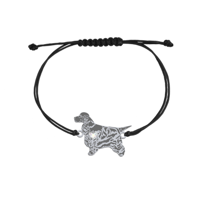 Silver English Cocker Spaniel string bracelet, FREE ENGRAVING- MEJK Jewellery