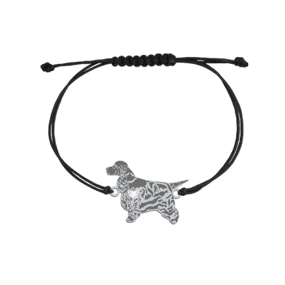 Bransoletka z psem Cocker Spaniel Angielski srebro sznurek GRAWER GRATIS - MEJK Jewellery