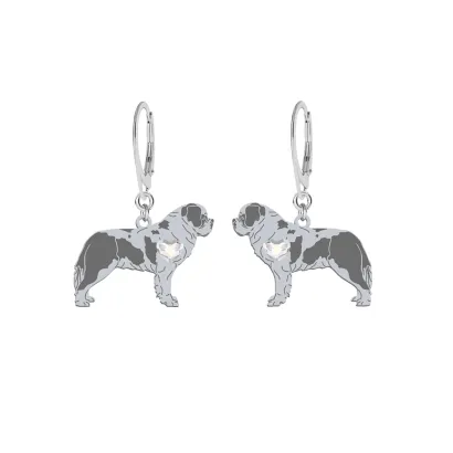 Kolczyki z psem grawerem Saint Bernard Dog srebro - MEJK Jewellery