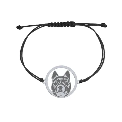 Silver Karelian Bear Dog engraved string bracelet - MEJK Jewellery