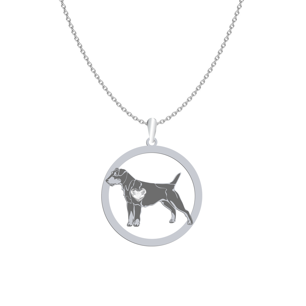 Silver Deutscher Jagdterrier necklace with a heart, FREE ENGRAVING - MEJK Jewellery