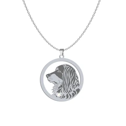 Silver Hovawart necklace with a heart, FREE ENGRAVING - MEJK Jewellery