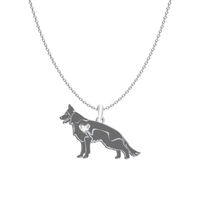 Silver Black German Shepherd engraved necklace - MEJK Jewellery