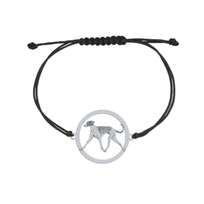Silver Hungarian Greyhound engraved string bracelet - MEJK Jewellery