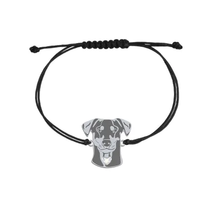Silver German Pinscher string bracelet, FREE ENGRAVING - MEJK Jewellery