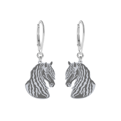 Silver Friesian Horse earrings, FREE ENGRAVING - MEJK Jewellery