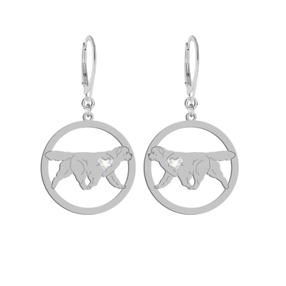Silver Newfoundland earrings with a heart, FREE ENGRAVING - MEJK Jewellery