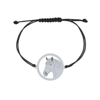 Silver Percheron Horse string bracelet, FREE ENGRAVING - MEJK Jewellery