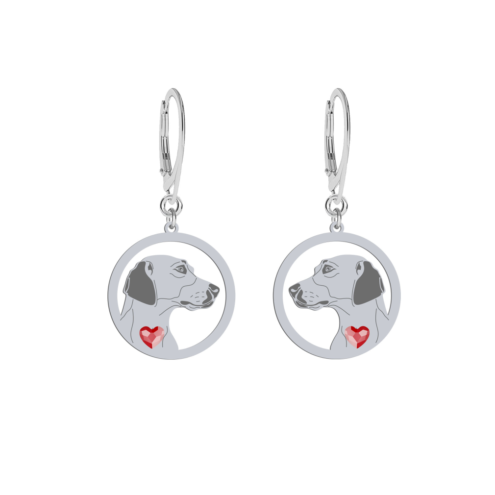 Silver Beagle harrier engraved earrings with a heart - MEJK Jewellery