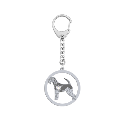 Silver Lakeland Terrier engraved keyring - MEJK Jewellery
