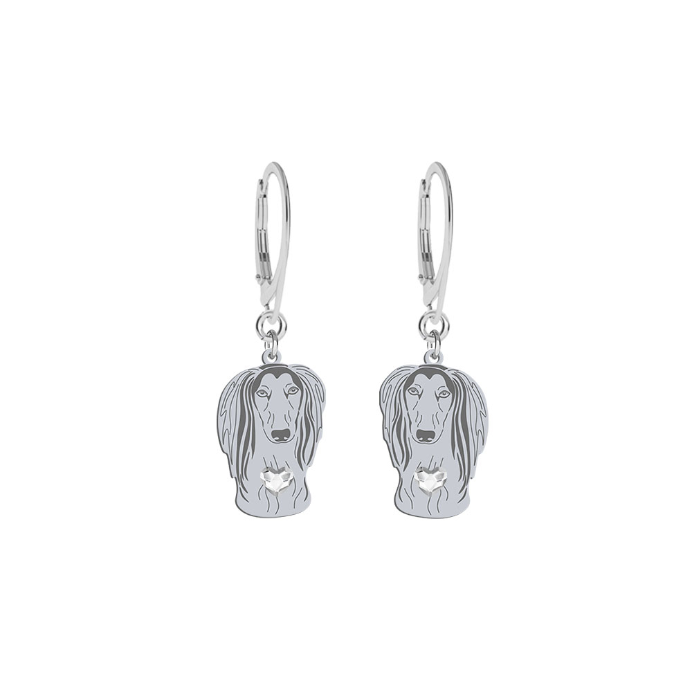 Silver Saluki earrings, FREE ENGRAVING - MEJK Jewellery