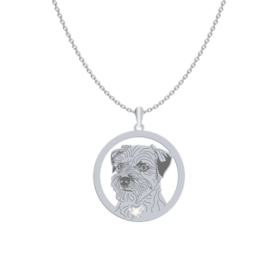 Naszyjnik z psem sercem Border Terrier srebro GRAWER GRATIS - MEJK Jewellery
