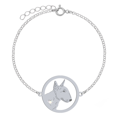 Bransoletka z psem grawerem Miniature Bull Terrier srebro - MEJK Jewellery