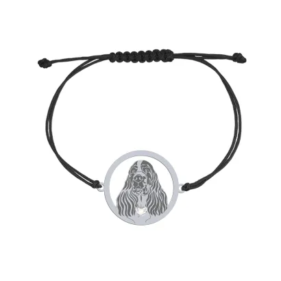 Silver English Springer Spaniel string bracelet, FREE ENGRAVING - MEJK Jewellery