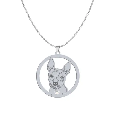 Silver American Hairless Terrier engraved necklace - MEJK Jewelery