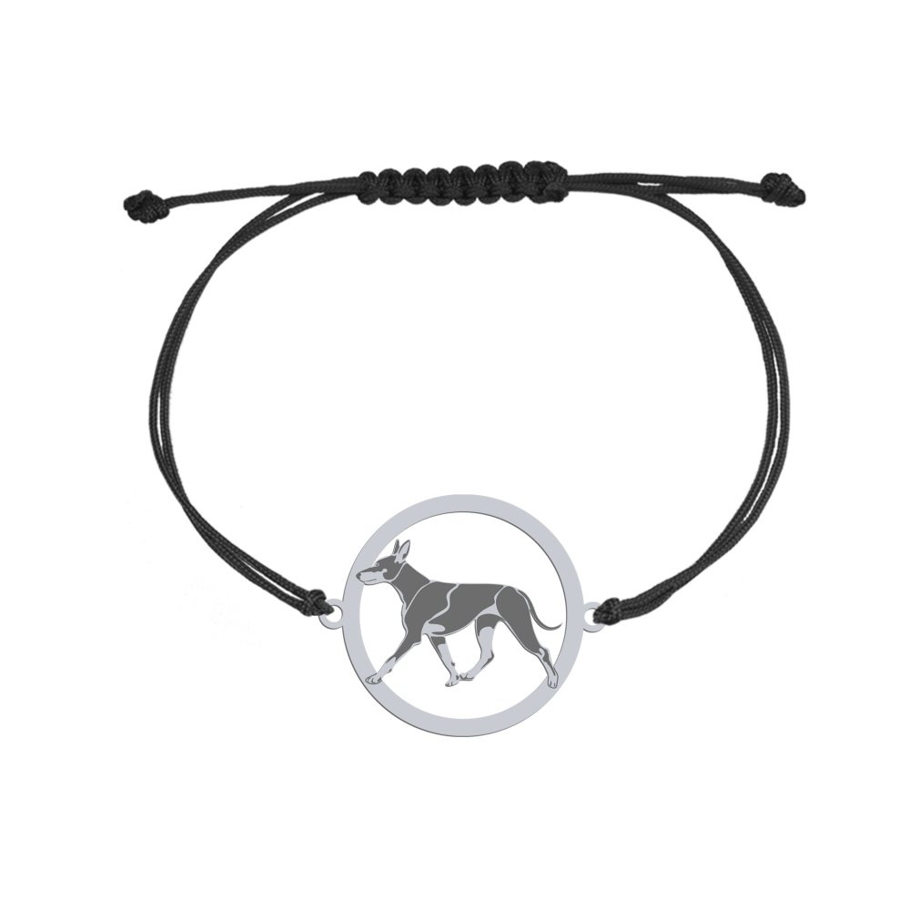 Silver English Toy Terrier engraved string bracelet - MEJK Jewellery