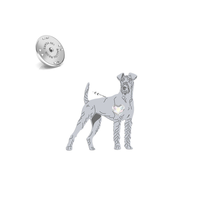 Silver Irish Terrier pin with  heart - MEJK Jewellery