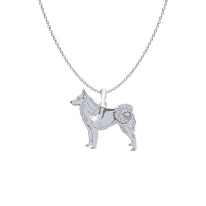 Silver West Siberian Laika necklace with a heart, FREE ENGRAVING - MEJK Jewellery