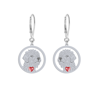 Silver Irish glen of imaal terrier engraved earrings with a heart - MEJK Jewellery