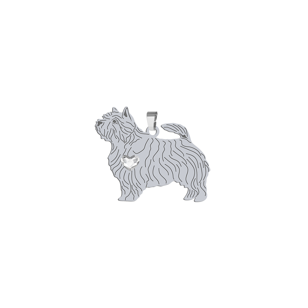 Silver Norwich Terrier pendant with a heart, FREE ENGRAVING - MEJK Jewellery