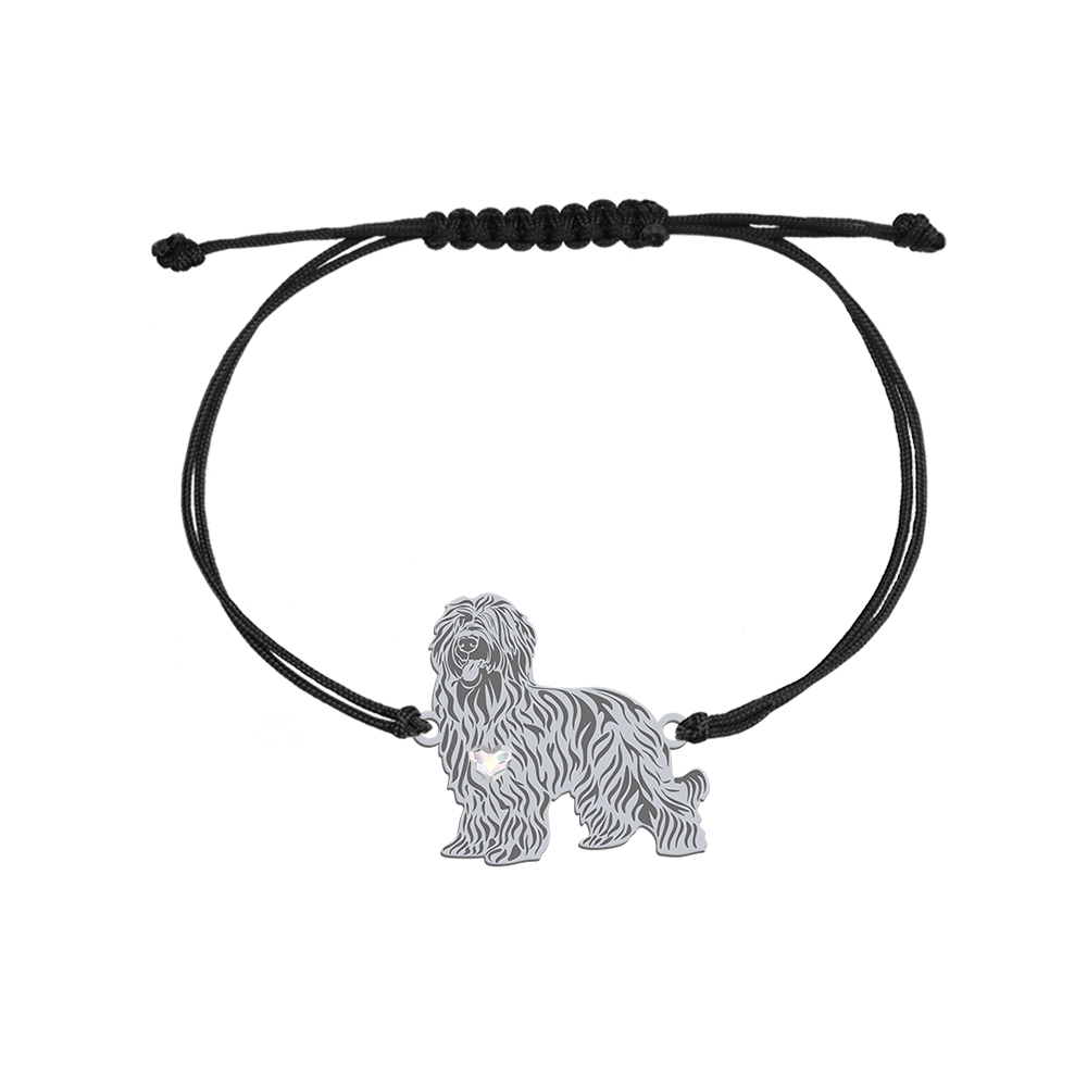 Bransoletka z psem Briard srebro sznurek GRAWER GRATIS - MEJK Jewellery