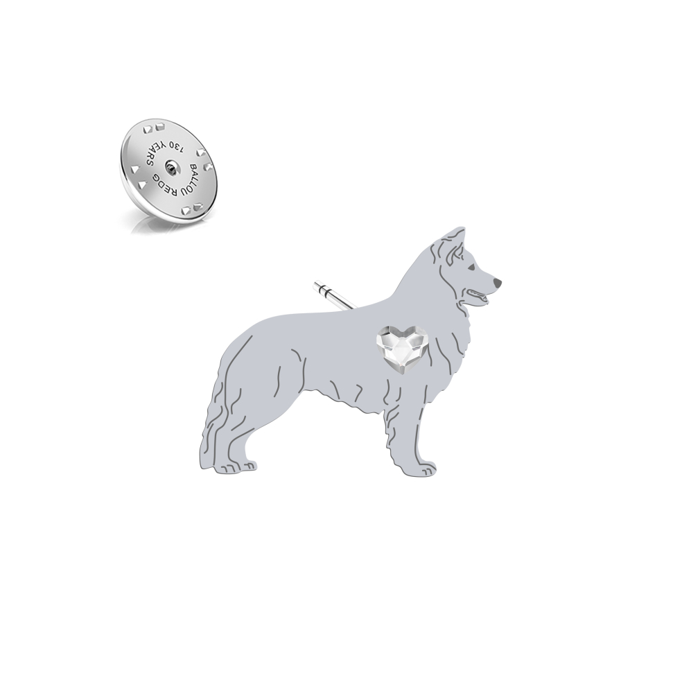 Silver White Swiss Shepherd jewellery pin - MEJK Jewellery