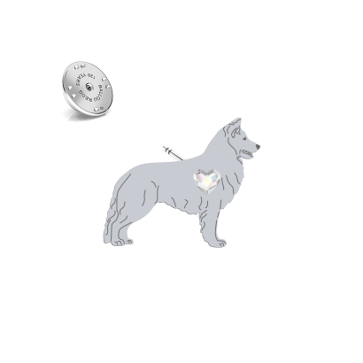 Wpinka z psem Biały Owczarek Szwajcarski srebro - MEJK Jewellery