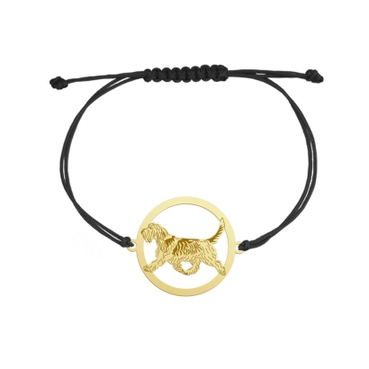 Pozłacana bransoletka Grand Basset Griffon Vendéen sznurek GRAWER GRATIS - MEJK Jewellery