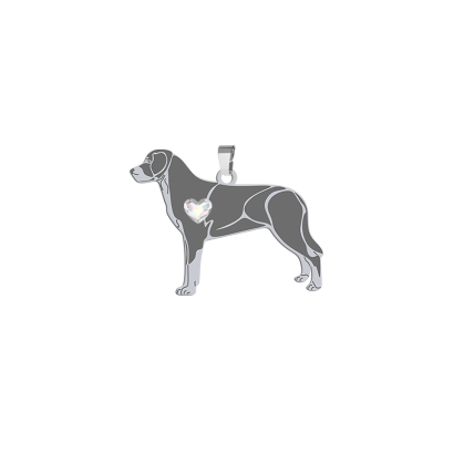 Silver Greater Swiss Mountain Dog pendant with a heart, FREE ENGRAVING - MEJK Jewellery