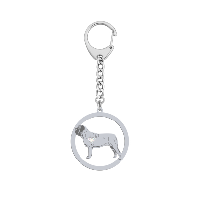 Silver English Mastiff keyring, FREE ENGRAVING - MEJK Jewellery