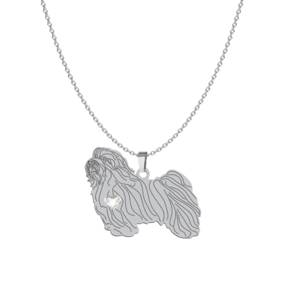 Silver Havanese necklace with a heart, FREE ENGRAVING - MEJK Jewellery