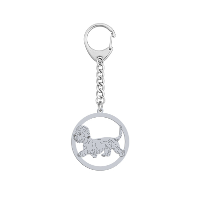 Silver Dandie Dinmont Terrier keyring, FREE ENGRAVING - MEJK Jewellery