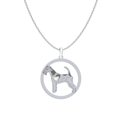Silver Wire Fox Terrier necklace with a heart, FREE ENGRAVING - MEJK Jewellery